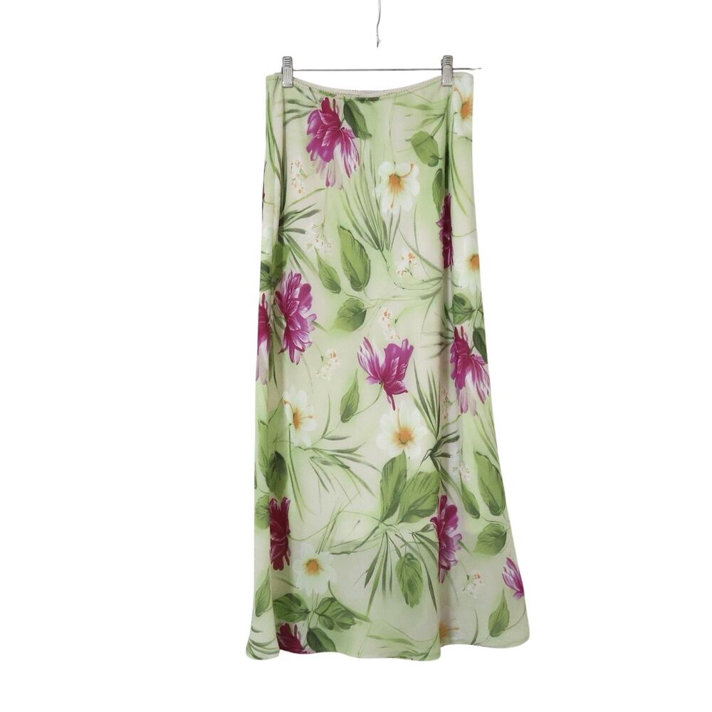 Vintage Pierre Cardin Green Daisy Maxi Skirt 10 Cottagecore Wedding Guest